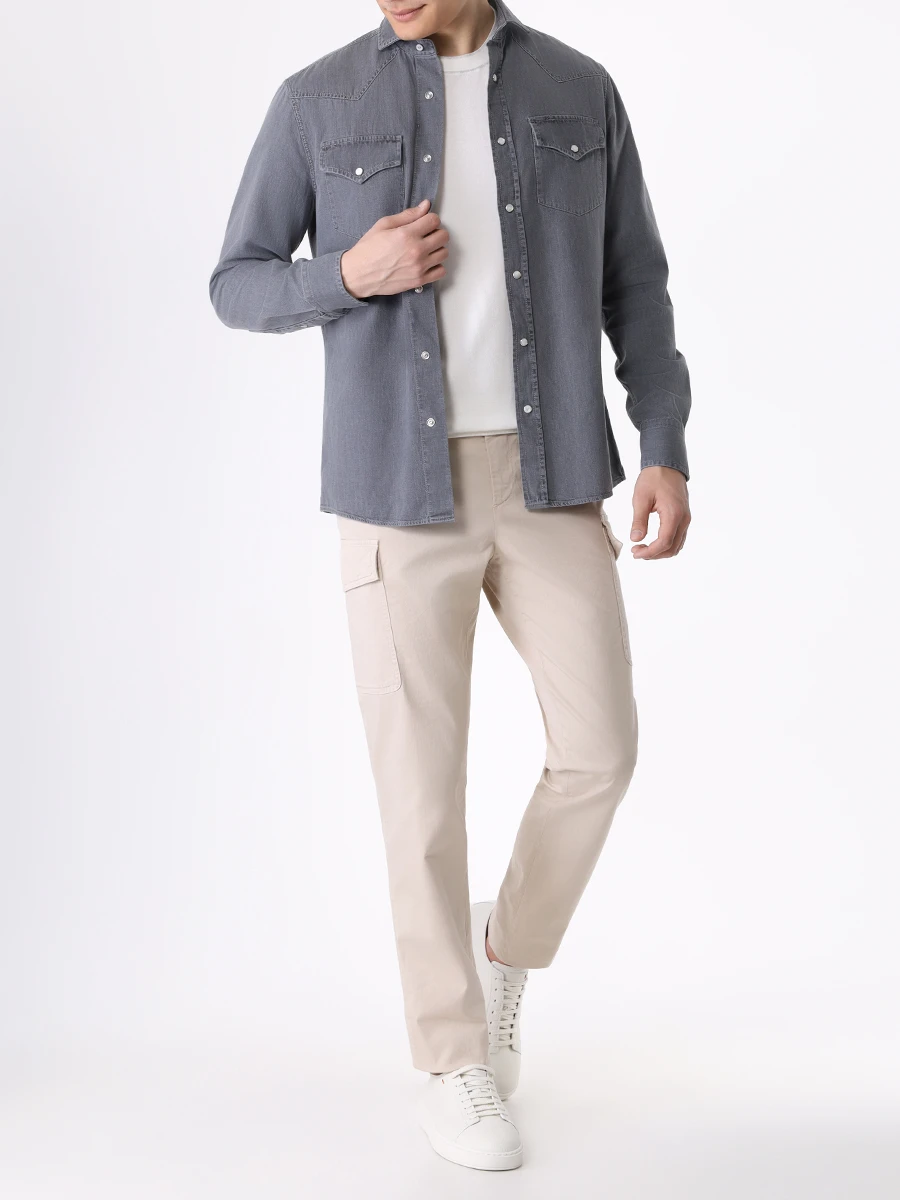 Брюки-карго Leisure Fit хлопковые BRUNELLO CUCINELLI M289LE1890 C6233 Светло- Бежевый  Фото 2