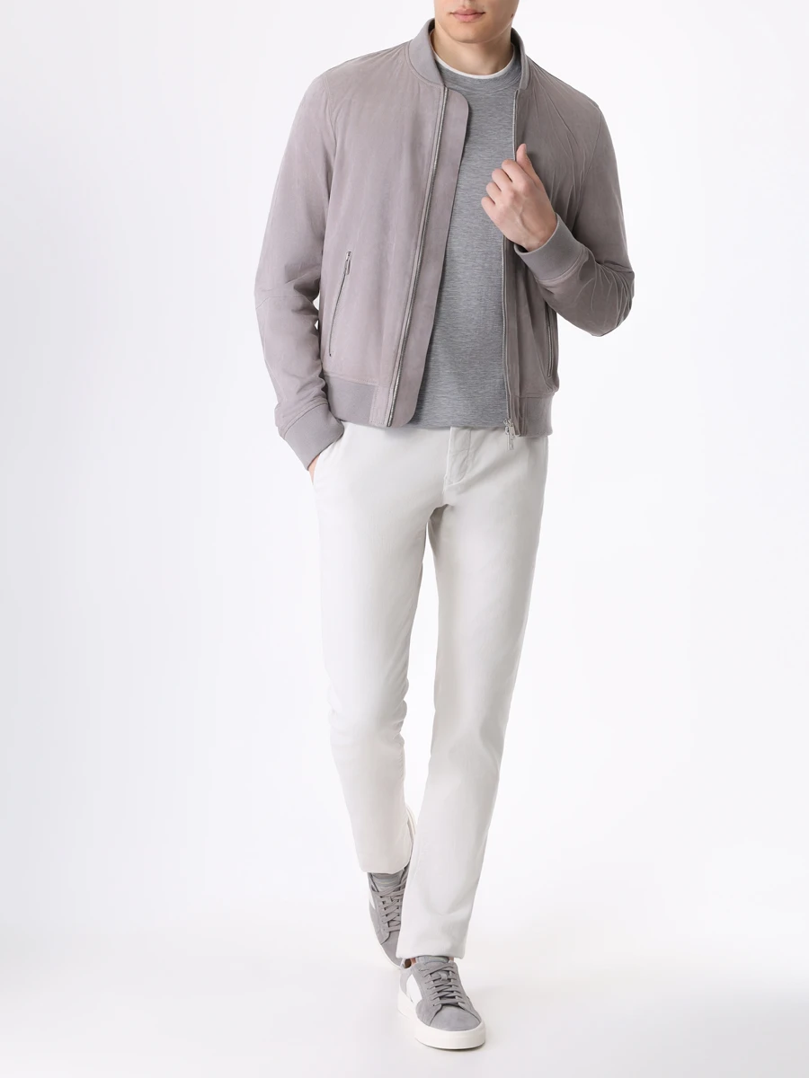 Футболка из хлопка и шелка BRUNELLO CUCINELLI MD8217427 CNZ17 Серый  Фото 2