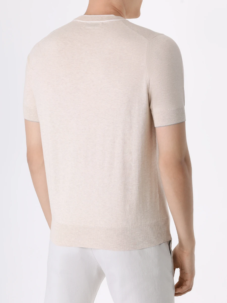 Футболка хлопковая BRUNELLO CUCINELLI M29802030 CQ176 Бежевый  Фото 3
