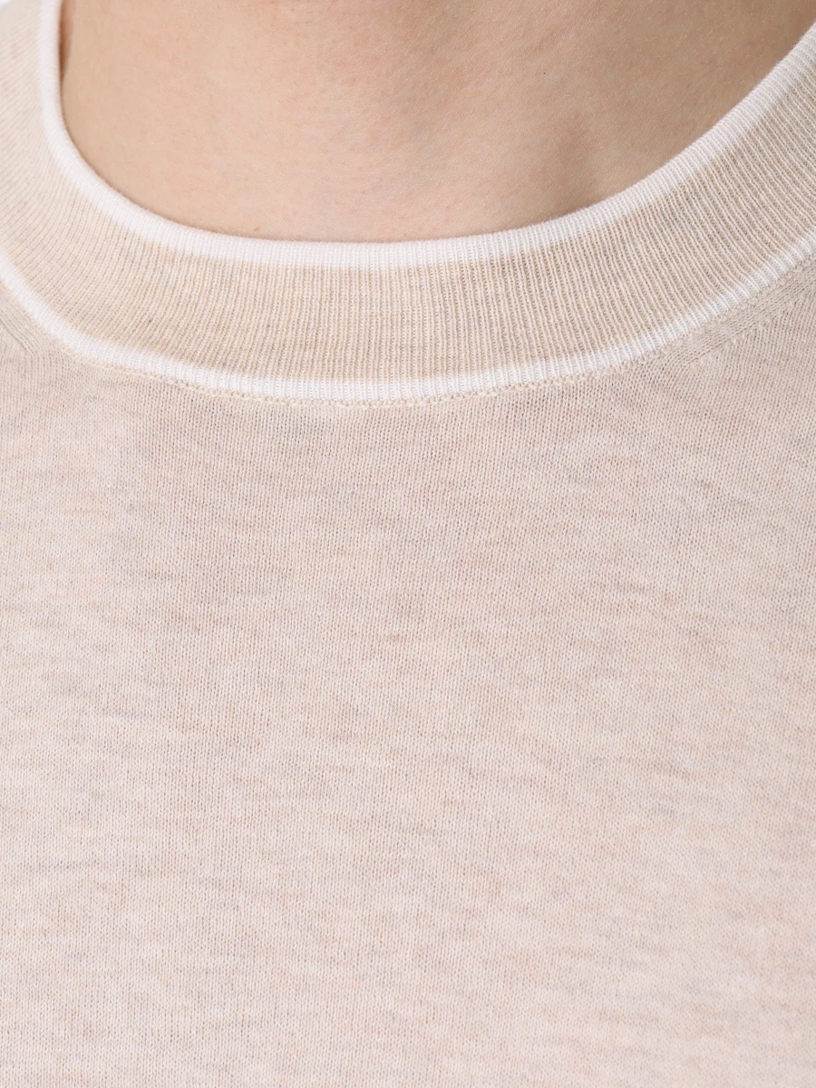 Футболка хлопковая BRUNELLO CUCINELLI M29802030 CQ176 Бежевый  Фото 5