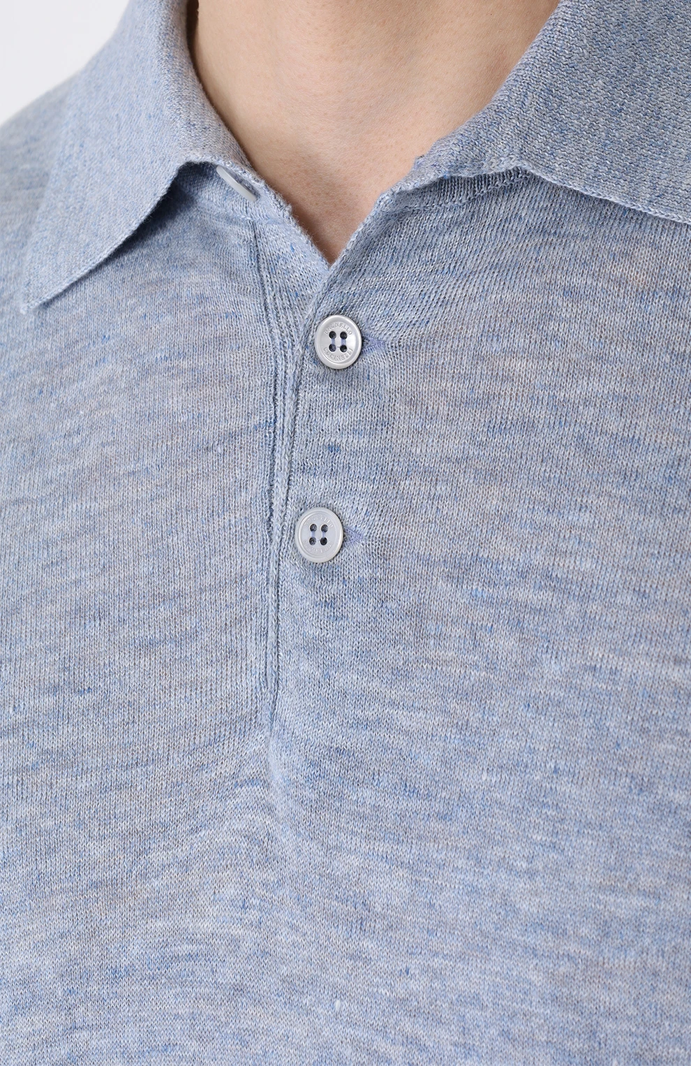 Поло льняное BRUNELLO CUCINELLI M2L00B2284 C2990 Голубой  Фото 5