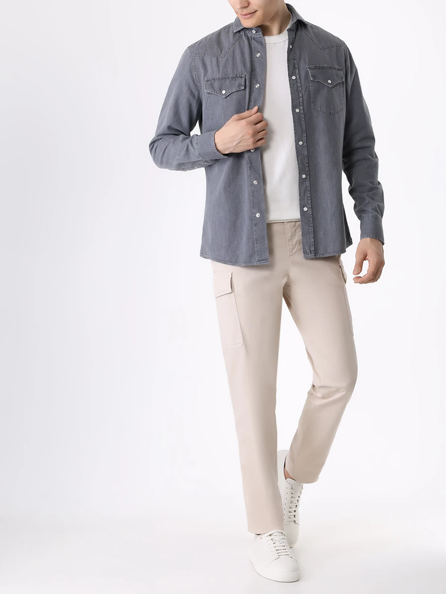 Футболка хлопковая BRUNELLO CUCINELLI M29802030 CGW78 Белый  Фото 2