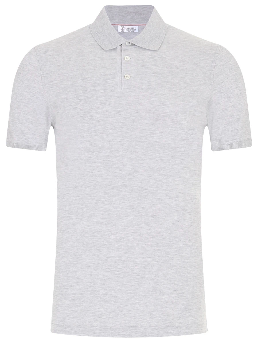 Поло хлопковое BRUNELLO CUCINELLI MSE80B2244 C1395 Серый 