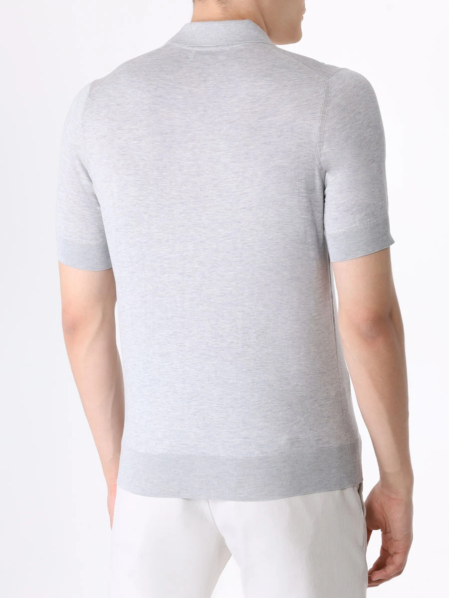 Поло хлопковое BRUNELLO CUCINELLI MSE80B2244 C1395 Серый  Фото 3