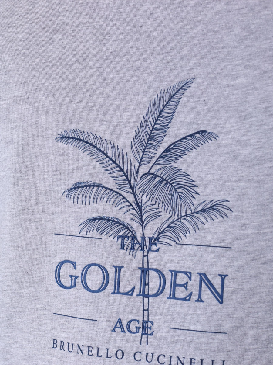 Футболка хлопковая BRUNELLO CUCINELLI M0B138482 CGO89 Серый  Фото 5