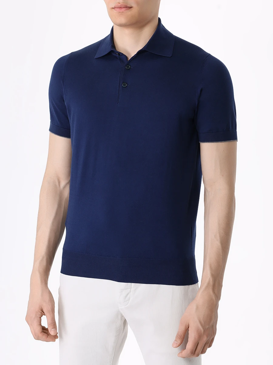 Поло хлопковое BRUNELLO CUCINELLI M29800125 CL598 Темно- Синий  Фото 4
