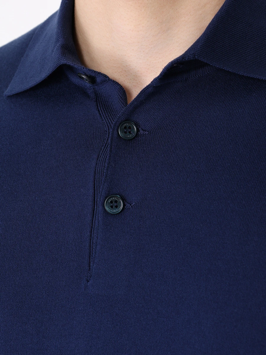 Поло хлопковое BRUNELLO CUCINELLI M29800125 CL598 Темно- Синий  Фото 5