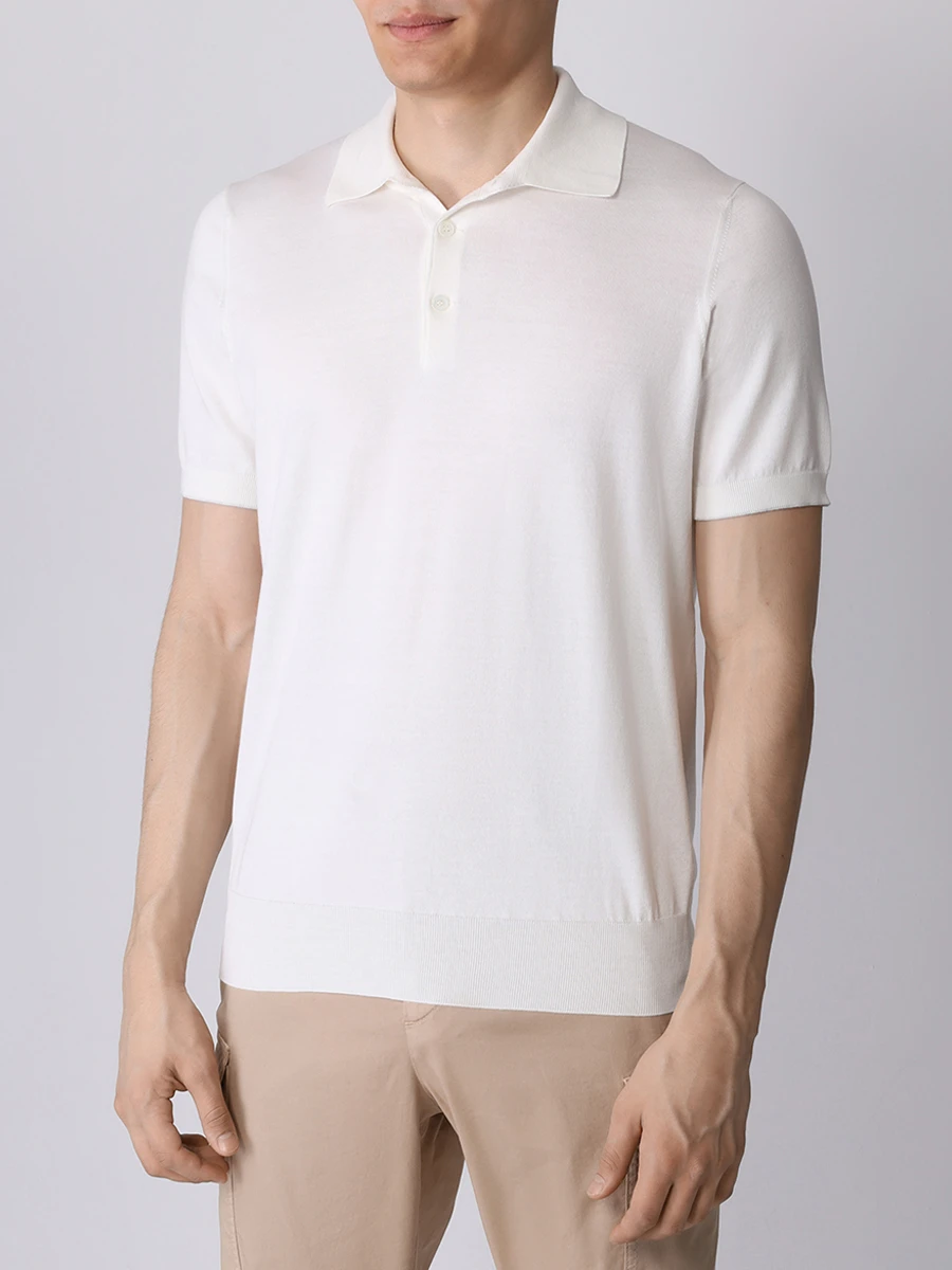 Поло хлопковое BRUNELLO CUCINELLI M29800125 CO312 Белый  Фото 4