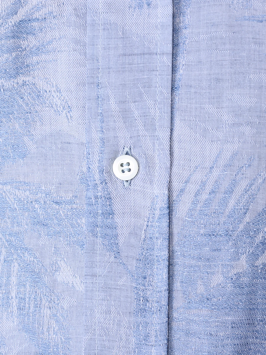 Рубашка Slim Fit из хлопка и льна BRUNELLO CUCINELLI MM6321718 C130 Голубой  Фото 6