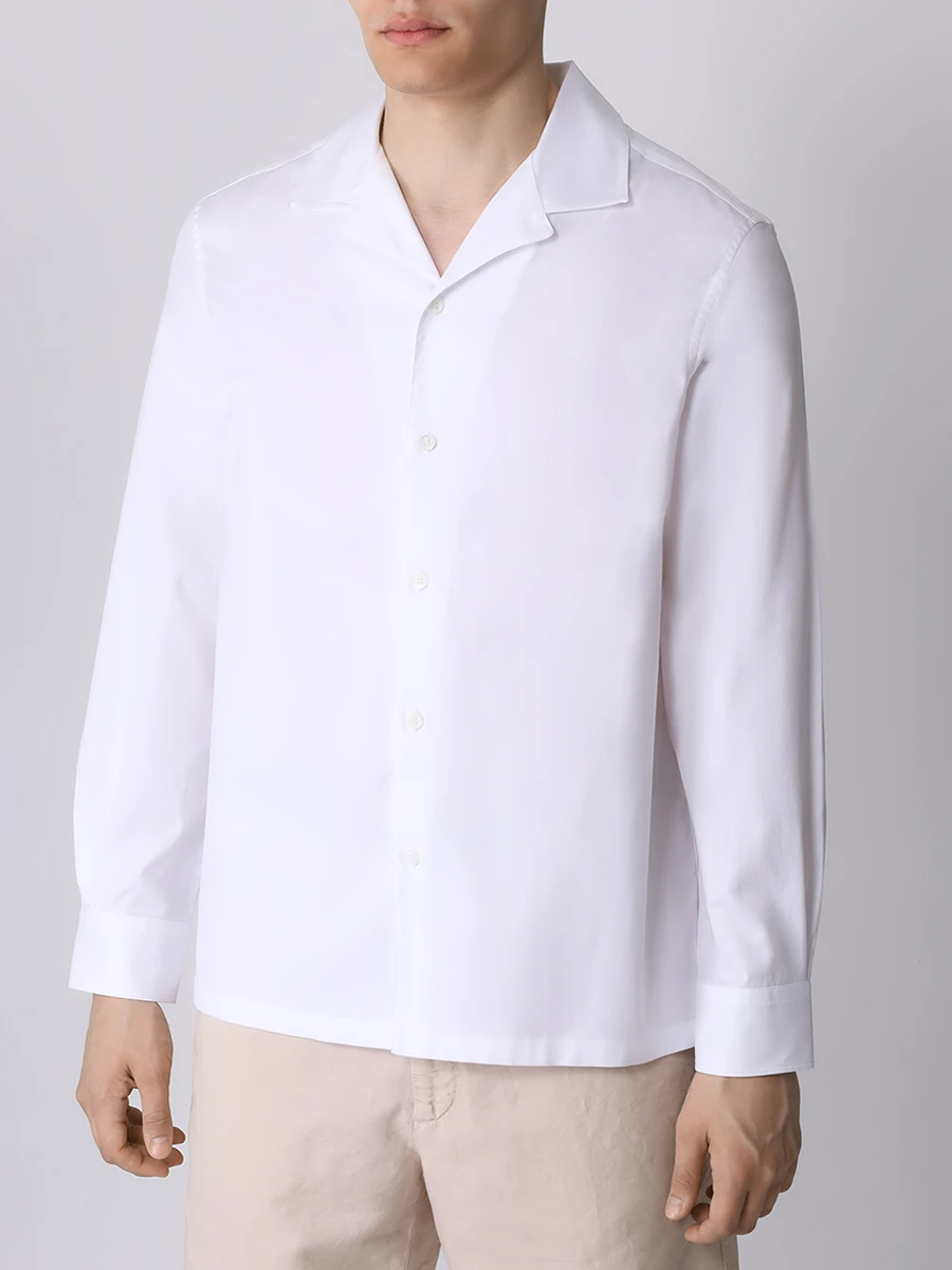 Рубашка Easy Fit хлопковая BRUNELLO CUCINELLI MW6040667 C001 Белый  Фото 4