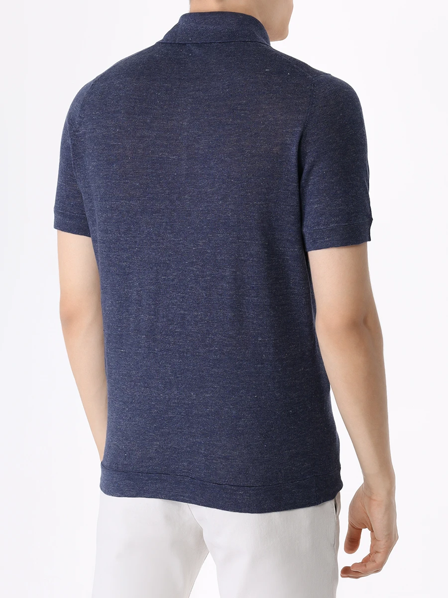 Поло льняное BRUNELLO CUCINELLI M2L00B2284 C2979 Синий  Фото 3