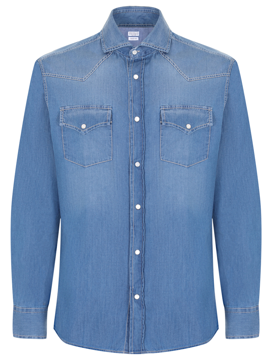 Рубашка Easy Fit джинсовая BRUNELLO CUCINELLI