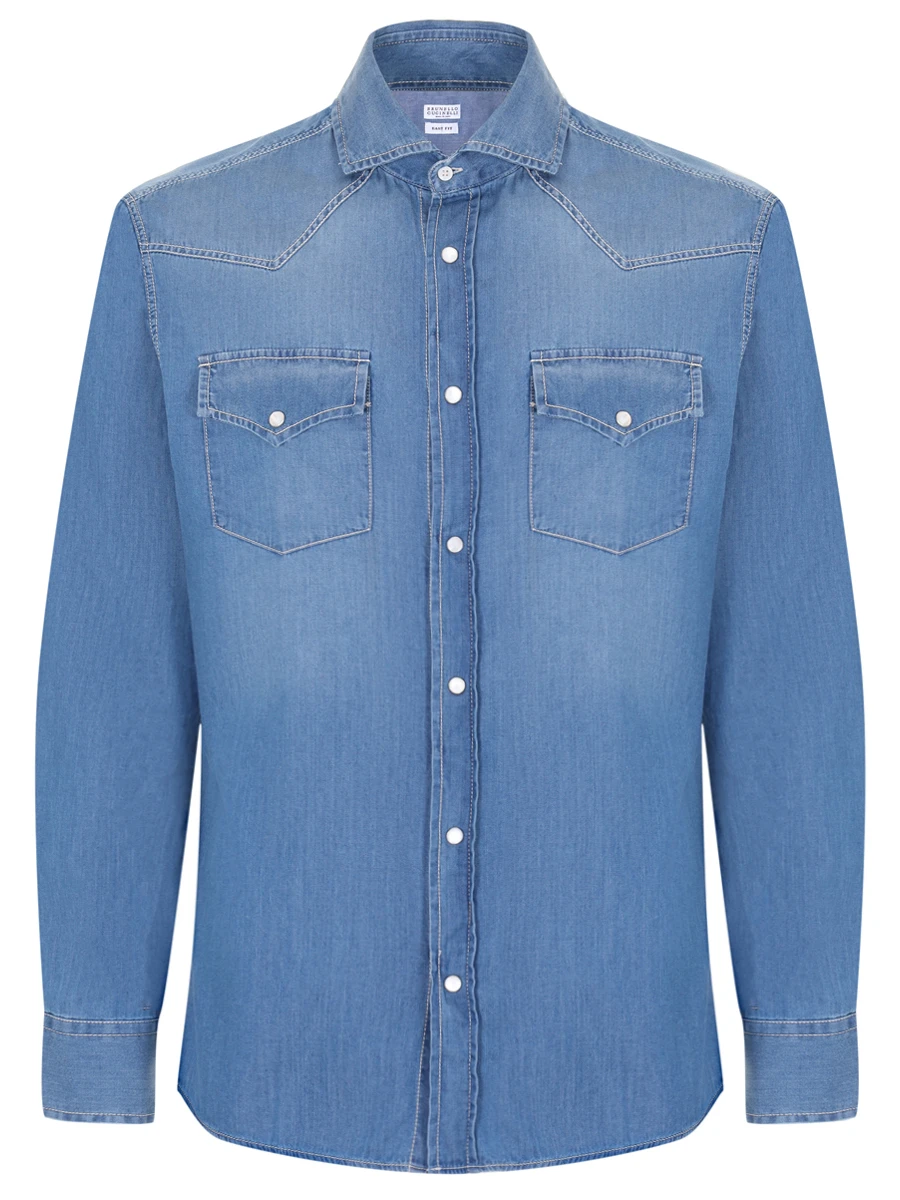 Рубашка Easy Fit джинсовая BRUNELLO CUCINELLI MR683B2036 COM47 Деним 