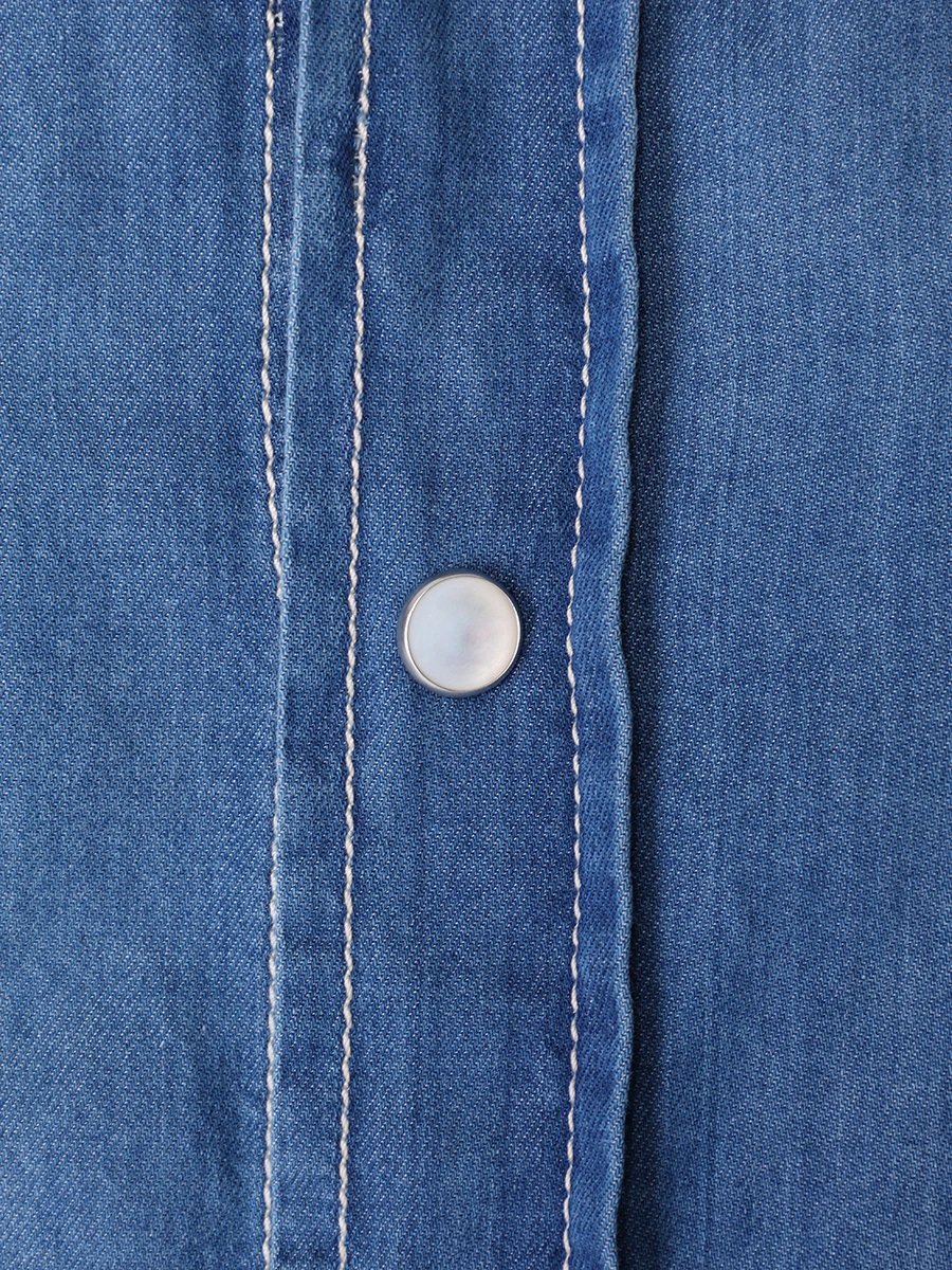 Рубашка Easy Fit джинсовая BRUNELLO CUCINELLI MR683B2036 COM47 Деним  Фото 6