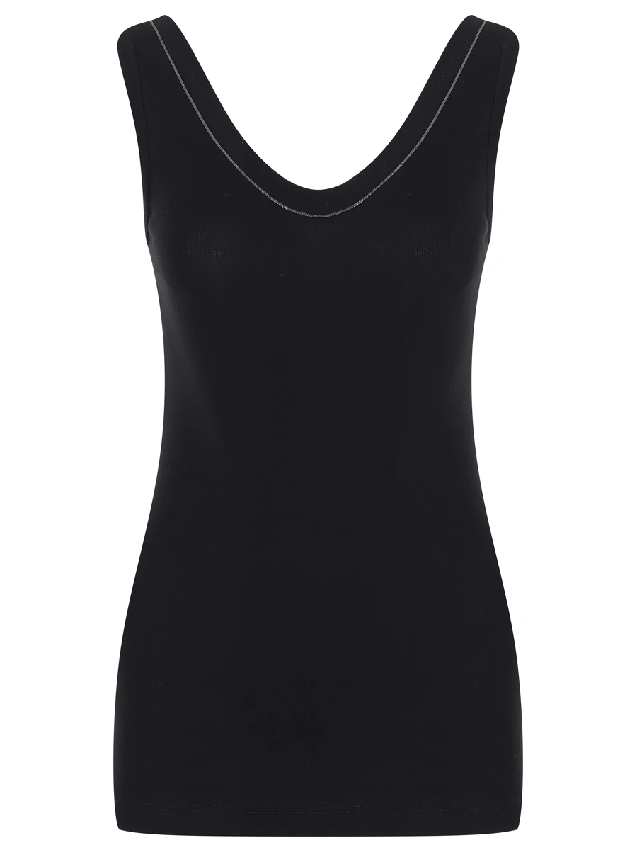 Топ хлопковый BRUNELLO CUCINELLI M0TC8BJ312 C101 Черный 