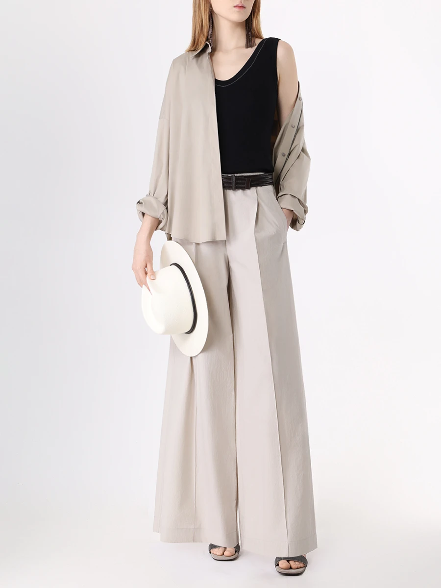 Топ хлопковый BRUNELLO CUCINELLI M0TC8BJ312 C101 Черный  Фото 2