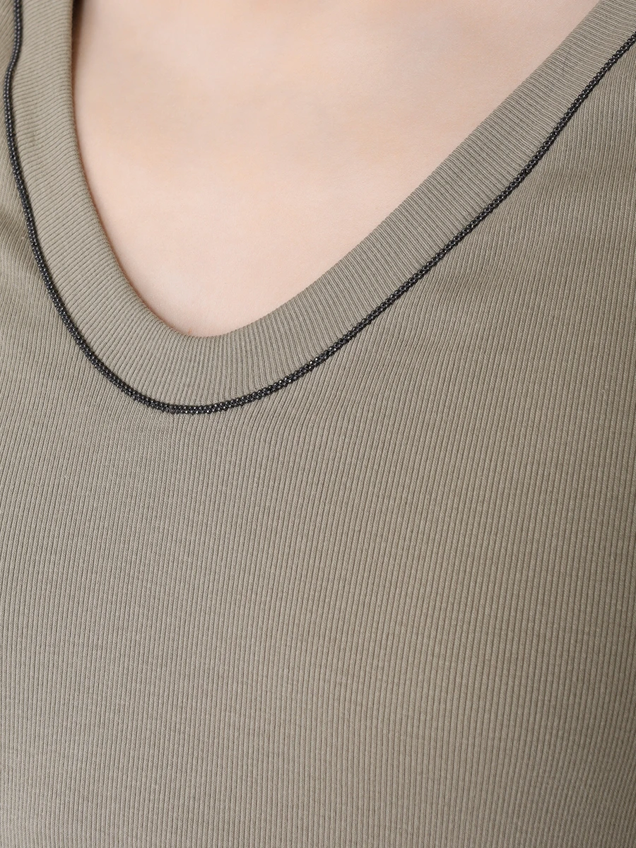 Топ хлопковый BRUNELLO CUCINELLI M0TC8BJ312 C9591 Зеленый  Фото 5