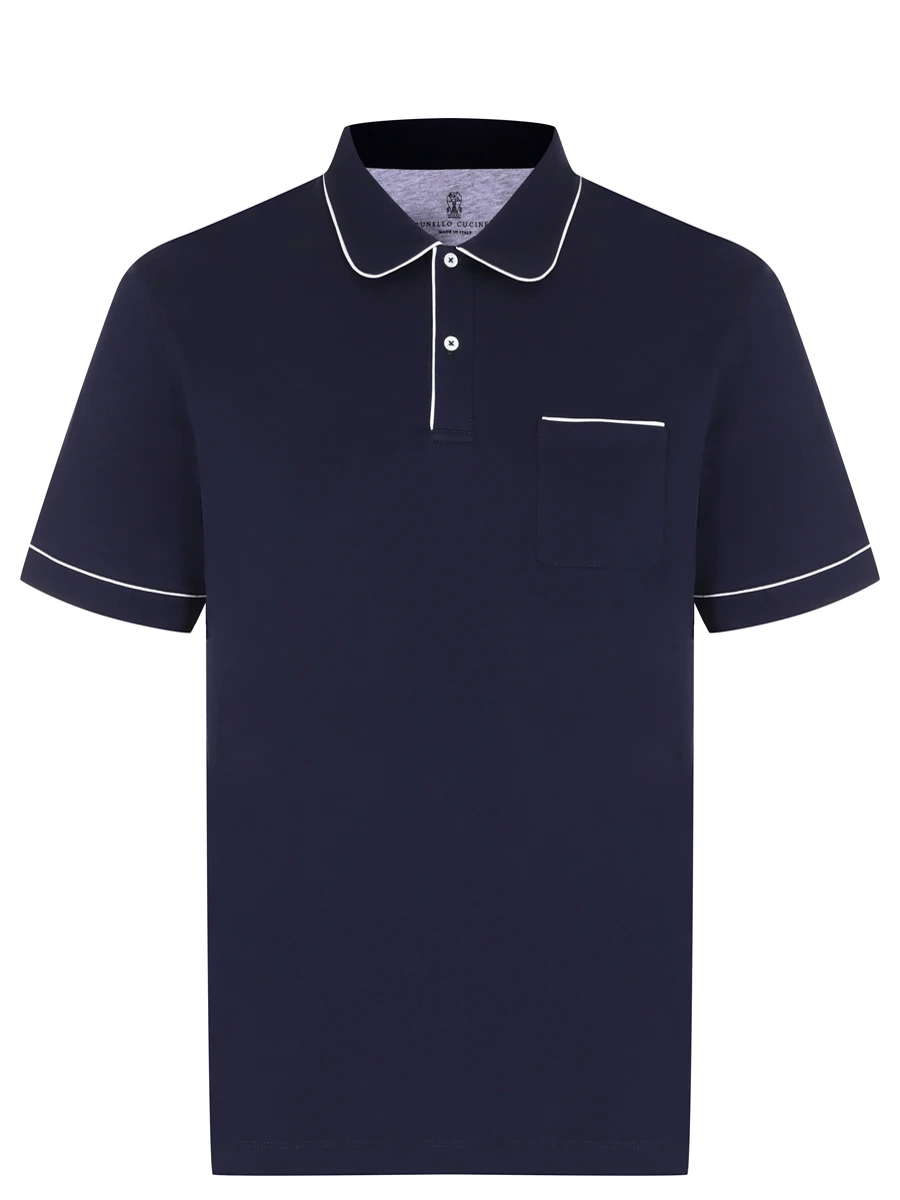 Поло хлопковое BRUNELLO CUCINELLI M0B133927 CW283 Синий 