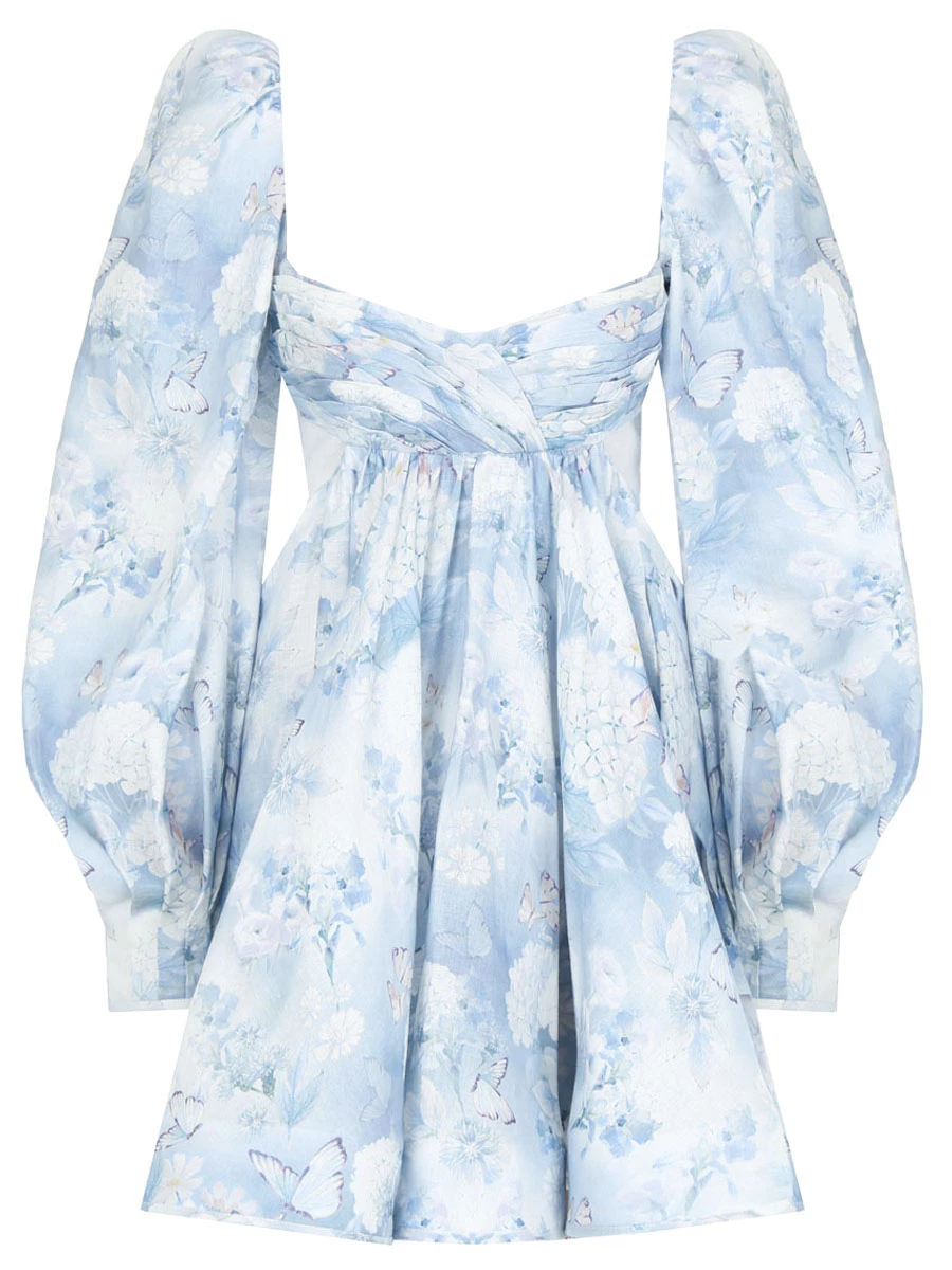 Платье льняное Lilas YVON LILAS Голубые бабочки, размер 44, цвет принт