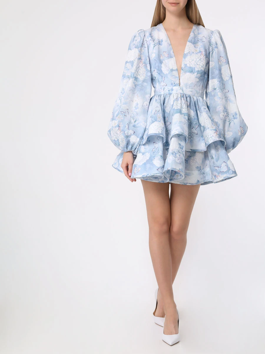 Платье льняное Anemone YVON ANEMONE Голубые бабочки, размер 40, цвет принт - фото 2