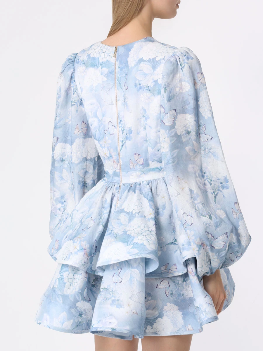 Платье льняное Anemone YVON ANEMONE Голубые бабочки, размер 40, цвет принт - фото 3