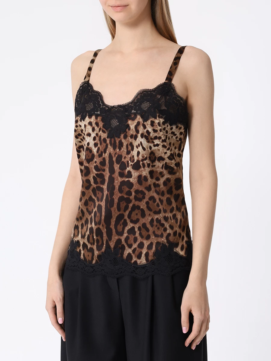 Топ шелковый DOLCE & GABBANA O7A00T ONO21 HY13M Анималистичный принт  Фото 4