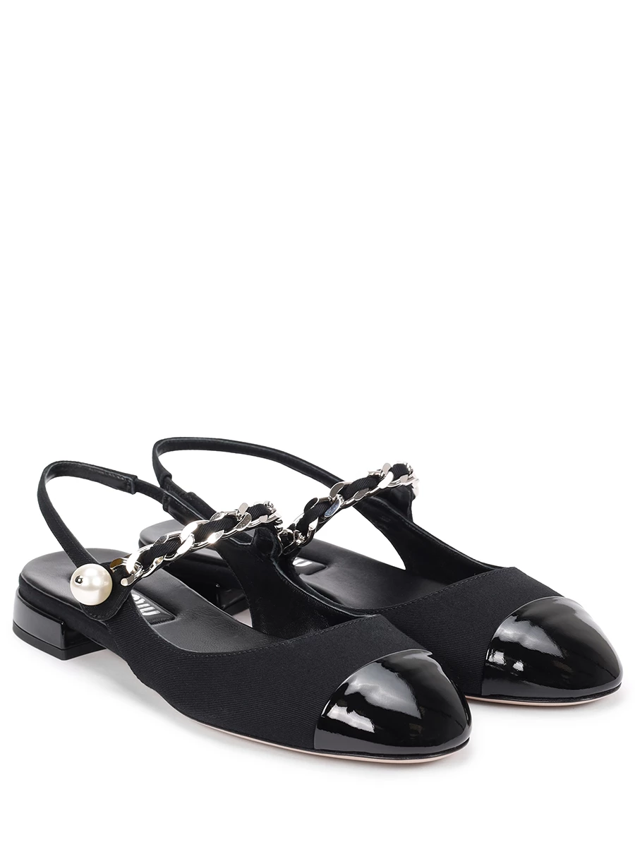 Балетки комбинированные MIU MIU 5F046E 3I3O F0002 Черный  Фото 2
