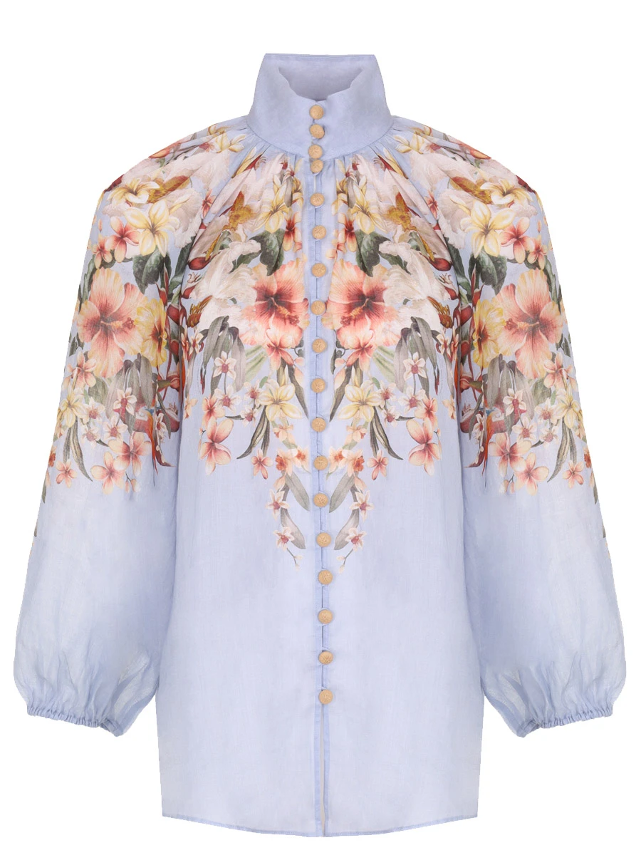 Блуза из рами ZIMMERMANN 7452TRS245 BLPLM, размер 44, цвет цветочный принт - фото 1