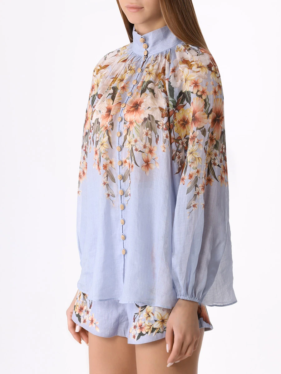 Блуза из рами ZIMMERMANN 7452TRS245 BLPLM, размер 44, цвет цветочный принт - фото 4