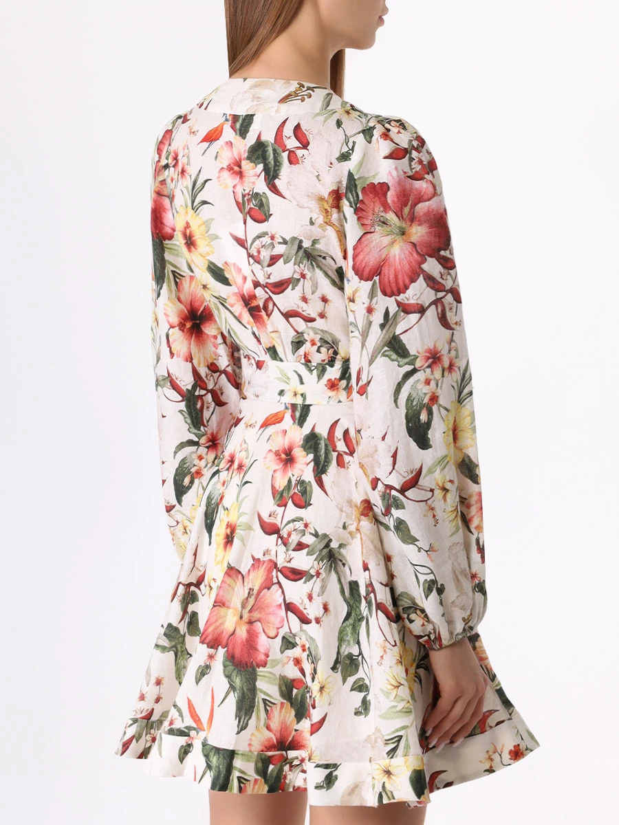 Платье льняное ZIMMERMANN 8334DRS245 IVPM, размер 40, цвет цветочный принт - фото 3