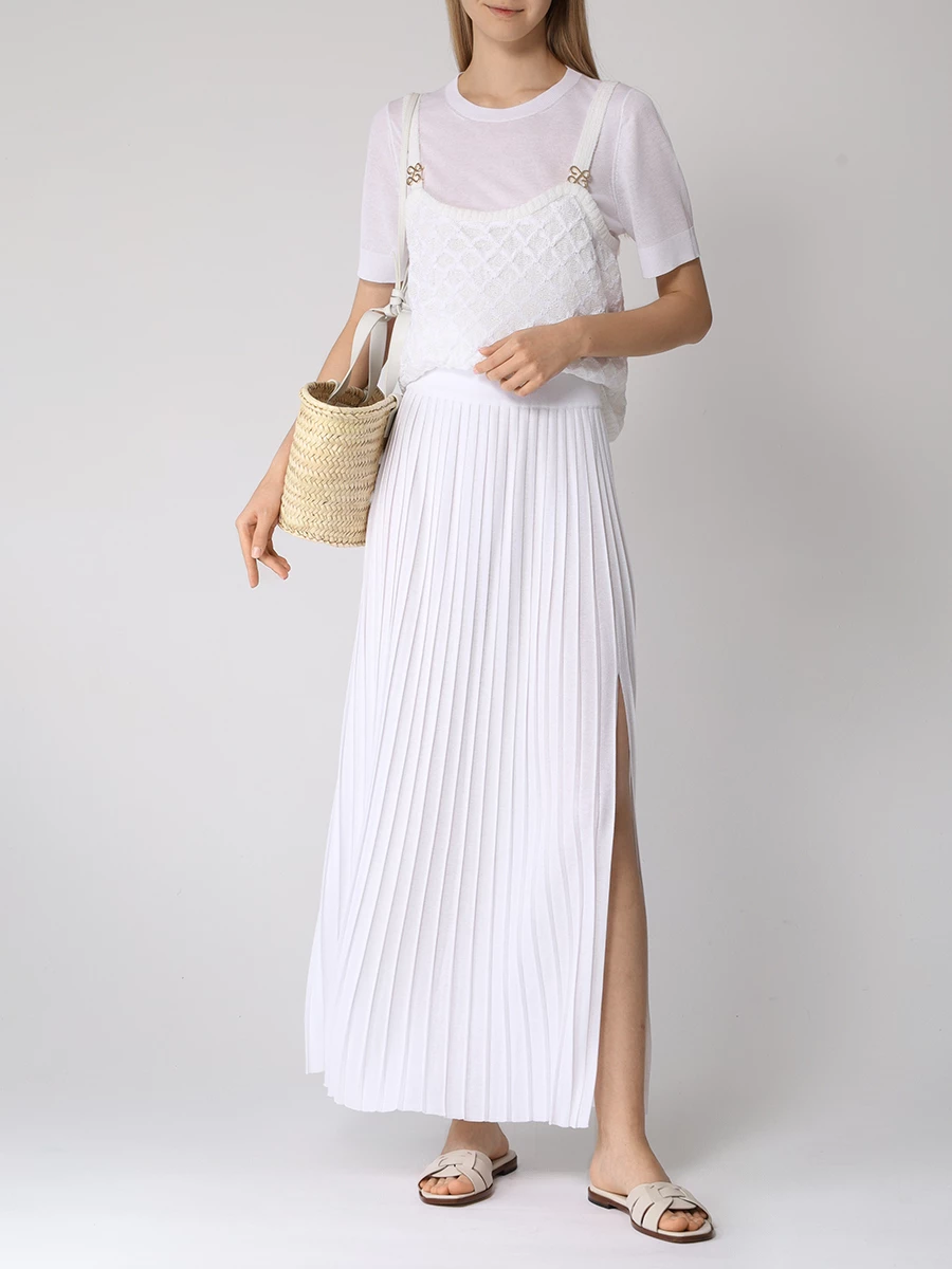 Юбка плиссированная AND THE BRAND S23-SK002-1403-100 Белый  Фото 2