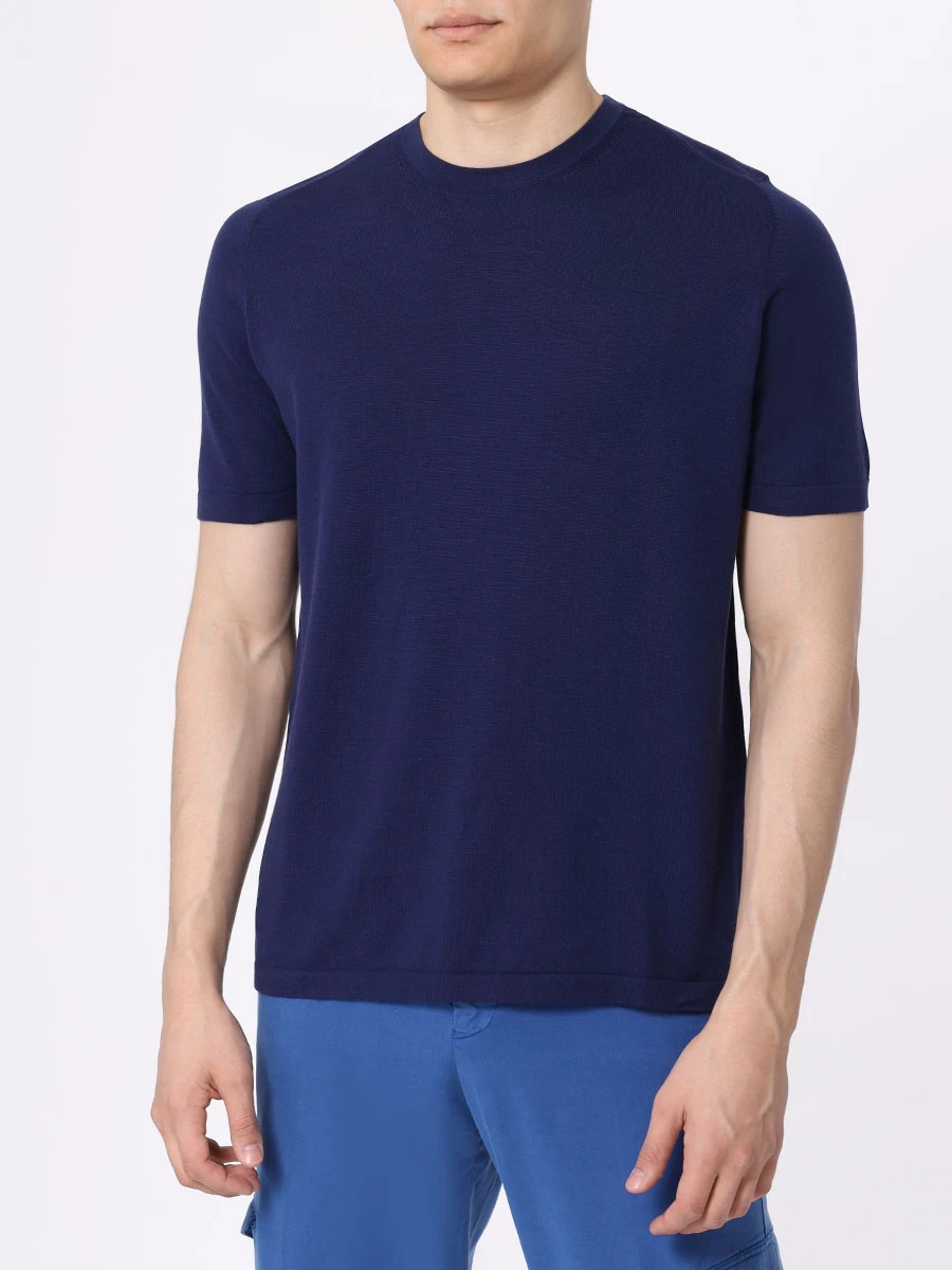 Футболка хлопковая KITON UMK039803001 Синий  Фото 4