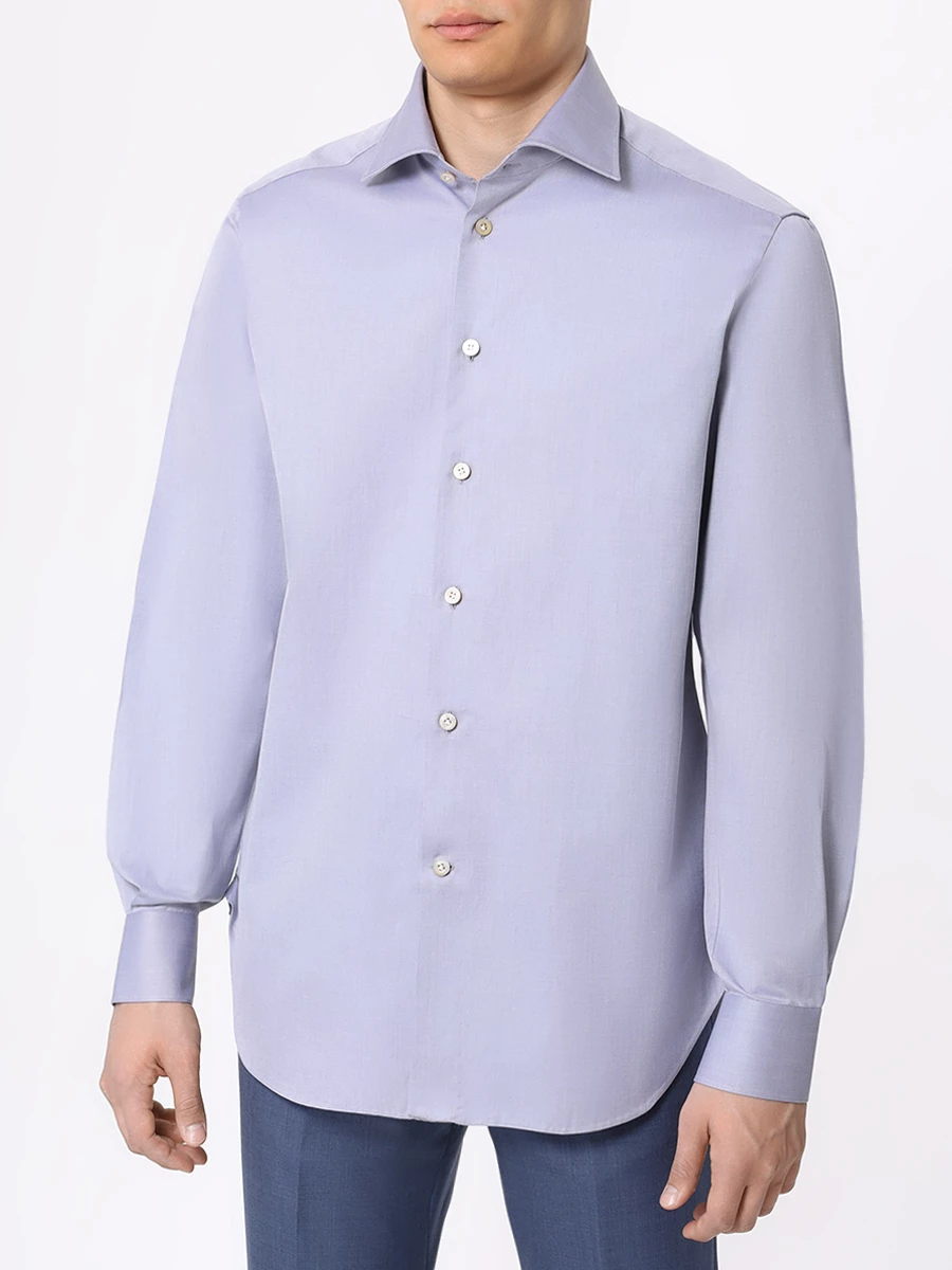 Рубашка Slim Fit хлопковая KITON UCCH0888506000 Серый  Фото 4