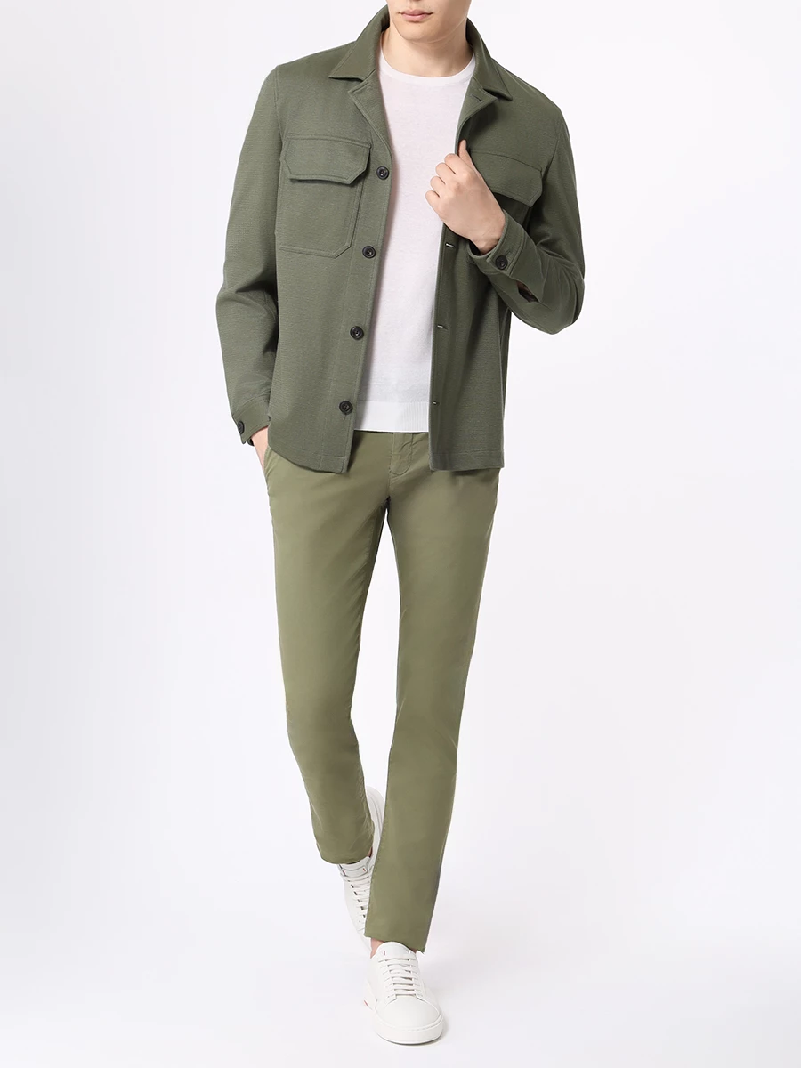 Брюки Slim Fit хлопковые JACOB COHEN UP00101S3756R49 BOBBY Зеленый  Фото 2
