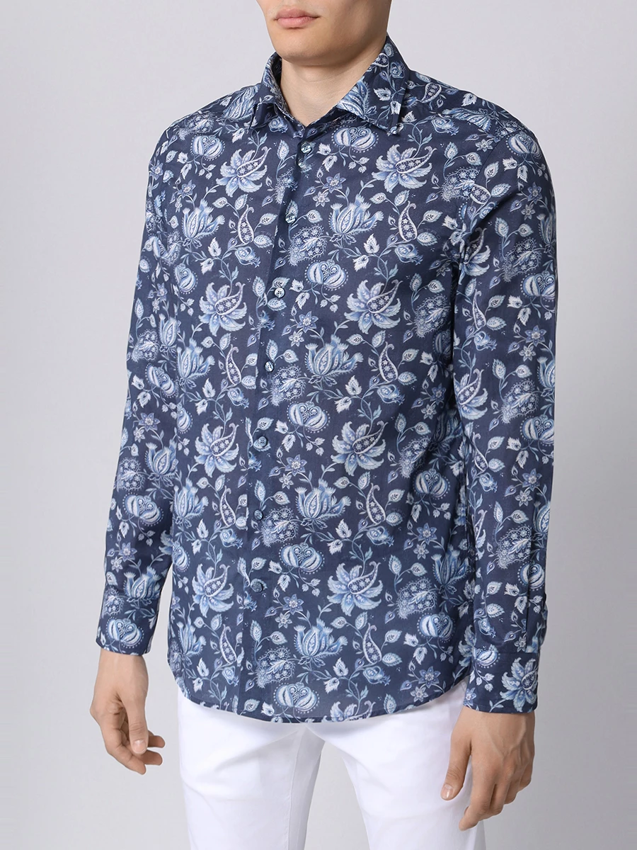 Рубашка Slim Fit хлопковая ETRO MRIB0001 99SA537 X0883 Синий  Фото 4