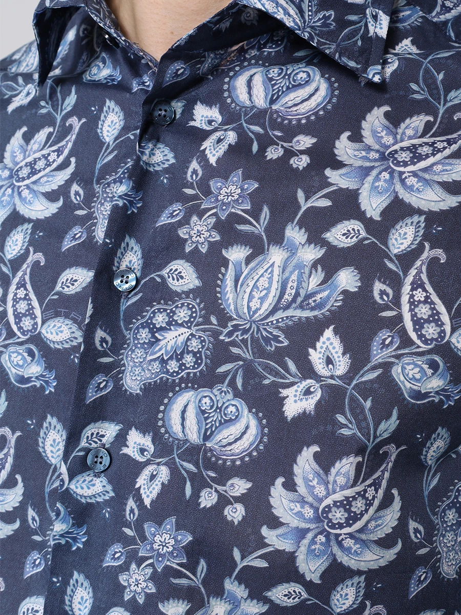 Рубашка Slim Fit хлопковая ETRO MRIB0001 99SA537 X0883 Синий  Фото 5