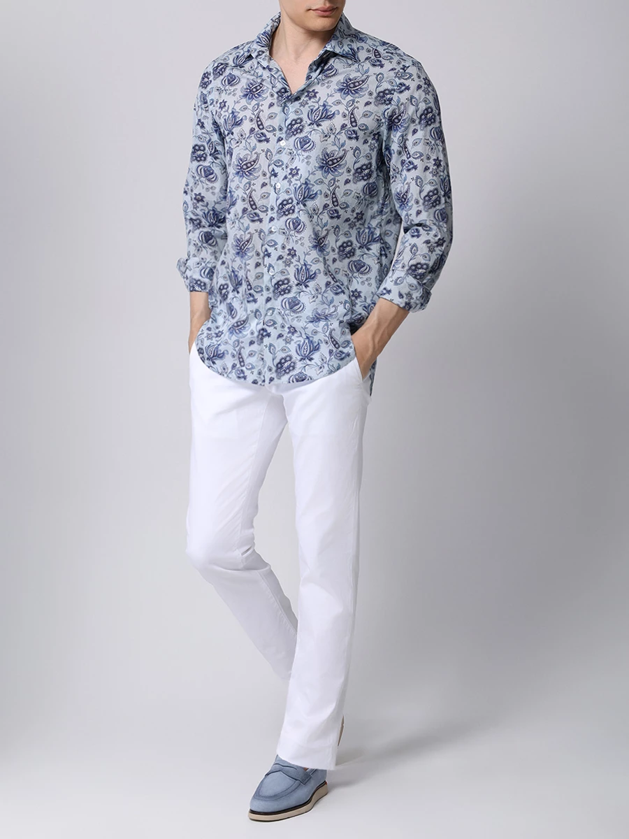 Рубашка Slim Fit хлопковая ETRO MRIB0001 99SA537 X0880 Голубой  Фото 2