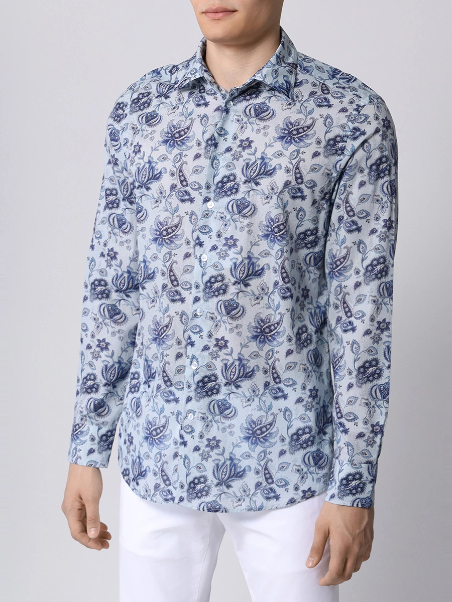 Рубашка Slim Fit хлопковая ETRO MRIB0001 99SA537 X0880 Голубой  Фото 4