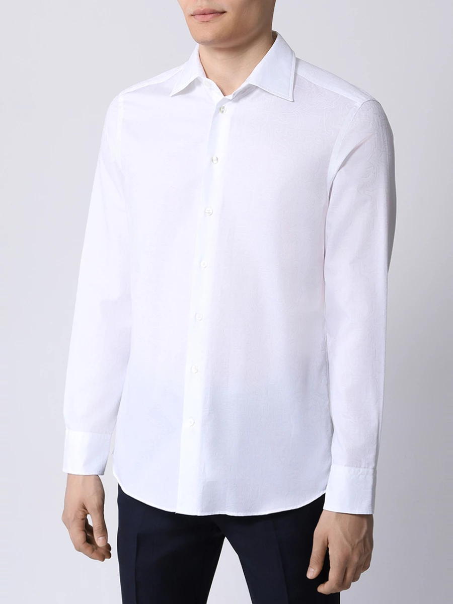 Рубашка Slim Fit хлопковая ETRO MRIB0001 99TT513 S8461 Белый  Фото 4