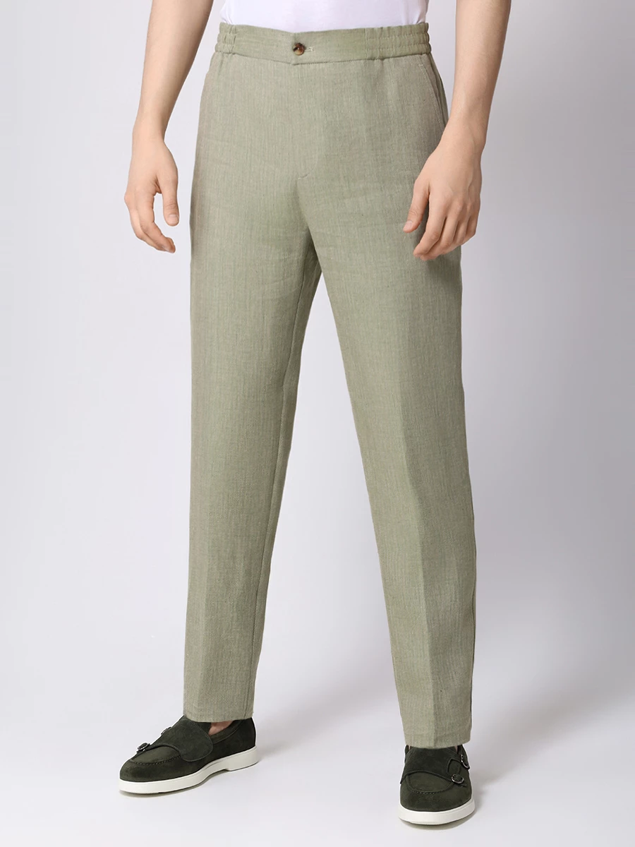 Брюки льняные ETRO MRED0006 99TU3C9 V6482 Зеленый  Фото 4