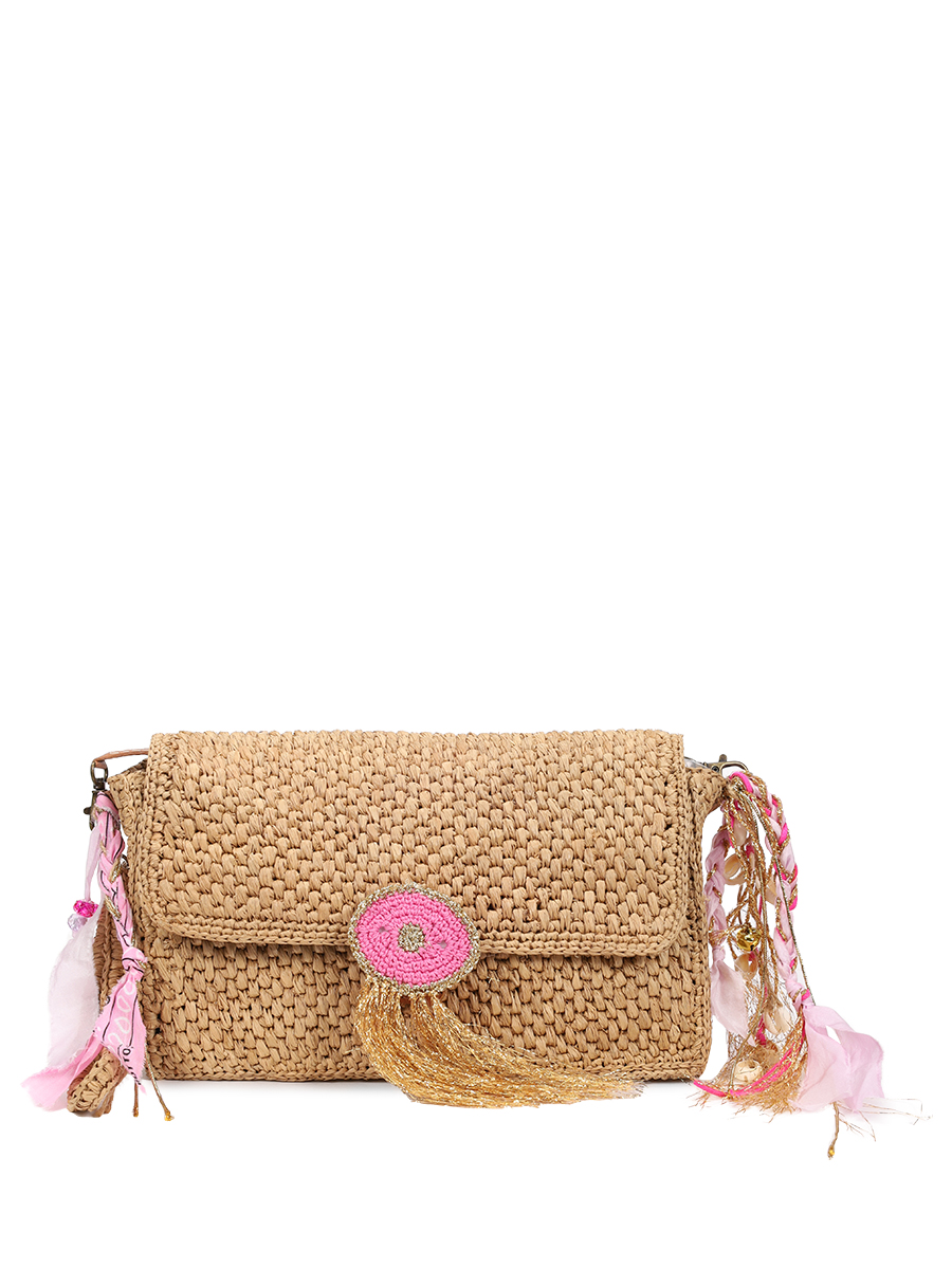 

Сумка из рафии, Розовый, ROSANA BAG