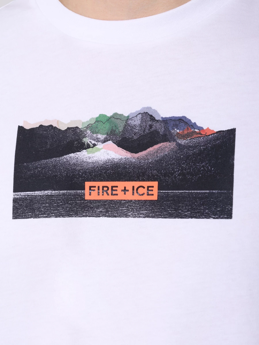 Футболка хлопковая с принтом BOGNER FIRE + ICE 54407308/031 MICK3 Белый  Фото 5
