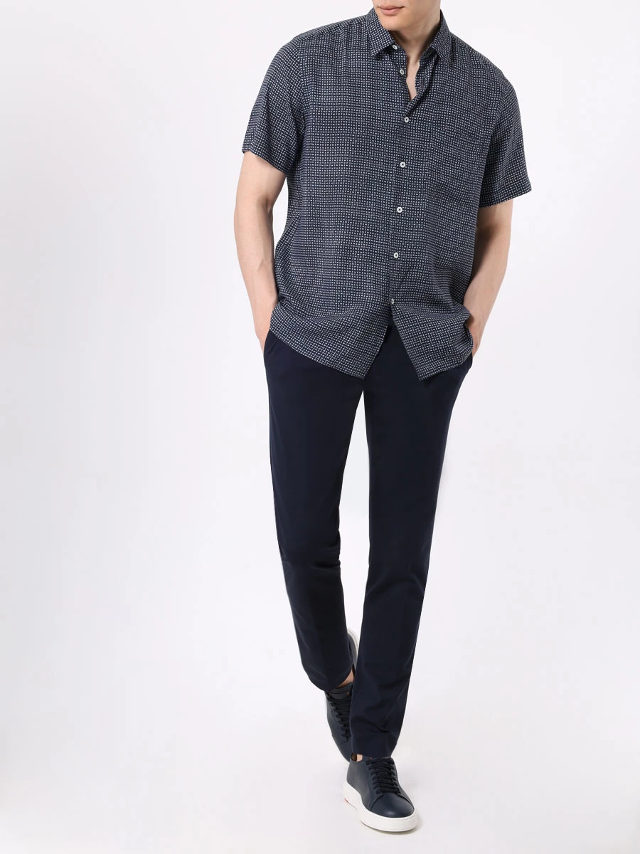 Рубашка Regular Fit из вискозы CANALI GL03139/301/CSM2056 Темно- Синий  Фото 2