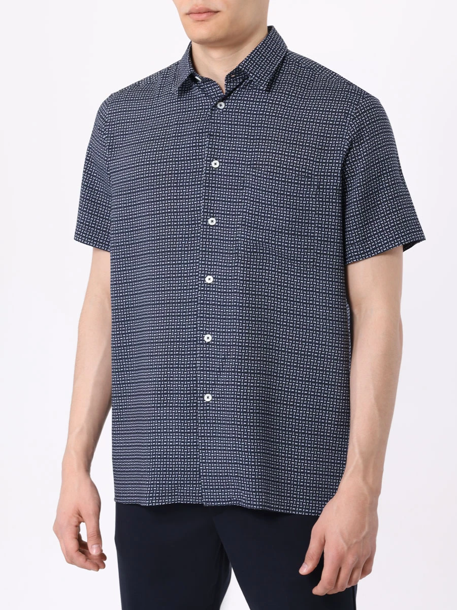 Рубашка Regular Fit из вискозы CANALI GL03139/301/CSM2056 Темно- Синий  Фото 4
