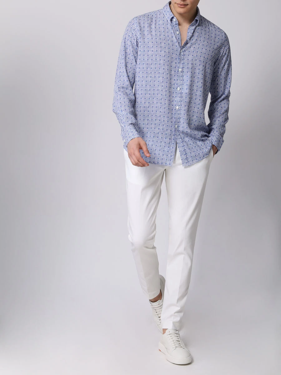 Рубашка Slim Fit из вискозы CANALI GL03094/301/L777 Голубой  Фото 2