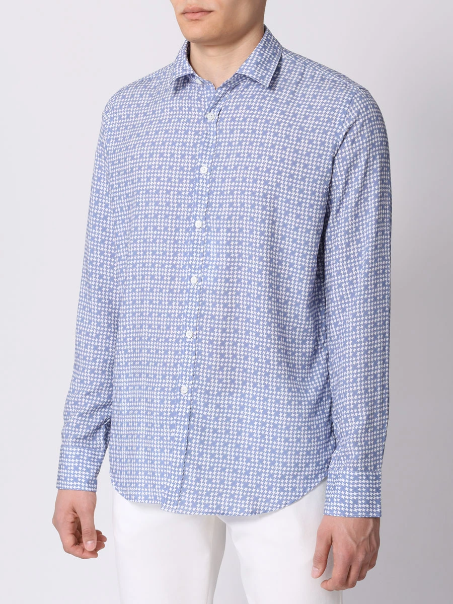 Рубашка Slim Fit из вискозы CANALI GL03094/301/L777 Голубой  Фото 4