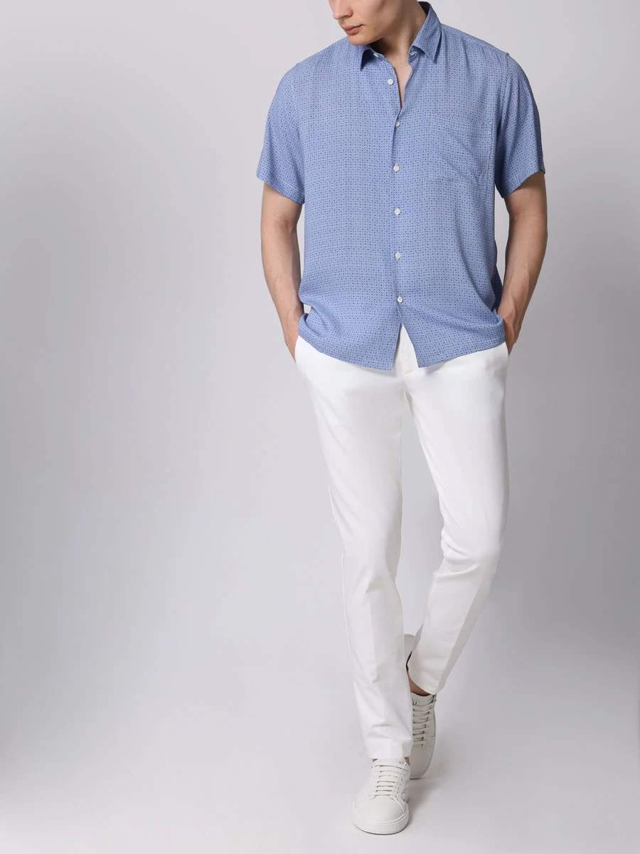 Рубашка Regular Fit из вискозы CANALI GL03139/401/CSM2056 Голубой  Фото 2