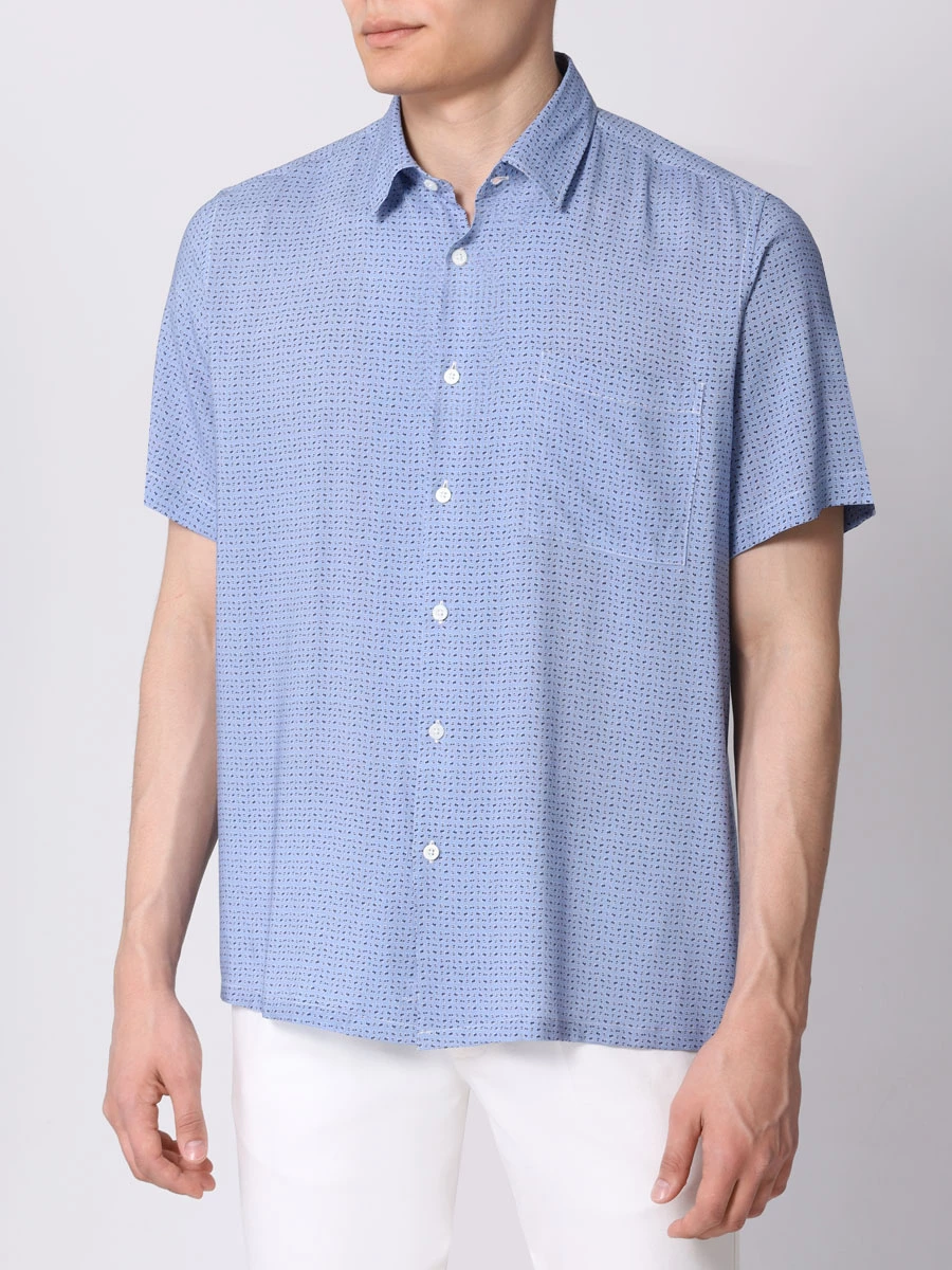 Рубашка Regular Fit из вискозы CANALI GL03139/401/CSM2056 Голубой  Фото 4