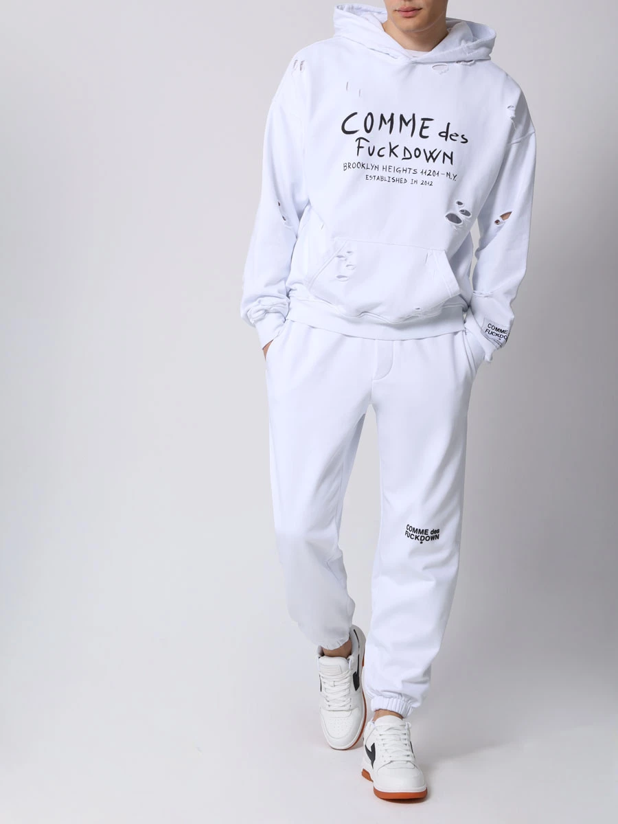 Брюки хлопковые COMME DES FUCKDOWN CFABM00016 BIANCO, размер 44, цвет белый - фото 2