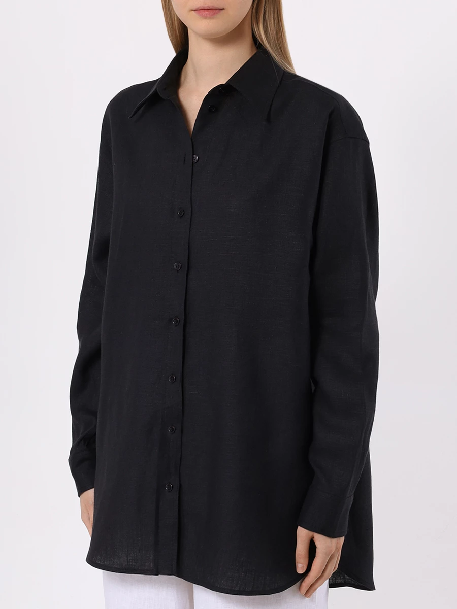 Рубашка льняная SASHAVERSE BL006/Linen/9101.900/SS24 Черный  Фото 4